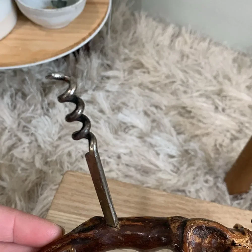 Laurent Siret Rocheford Burl Wood Grapevine‎ Corkscrew Wine Bottle Opener Vtg